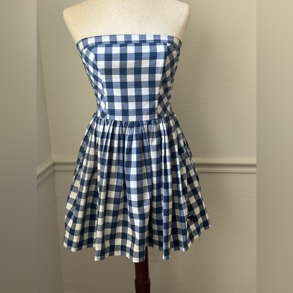 Vintage Abercrombie and Fitch gingham strapless dress size M.